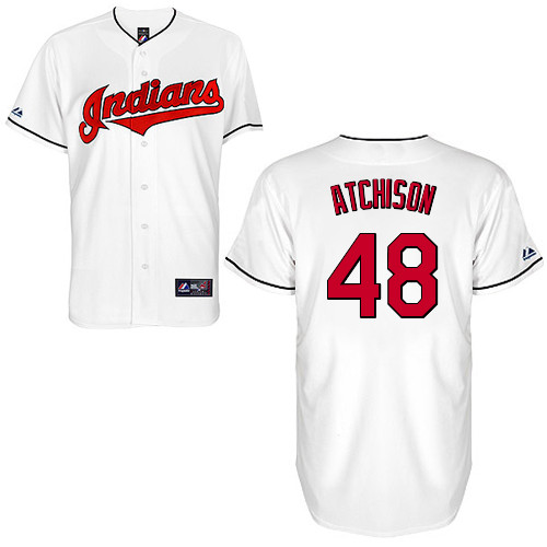 Scott Atchison #48 Youth Baseball Jersey-Cleveland Indians Authentic Home White Cool Base MLB Jersey